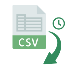お客様情報のCSVファイルを、定期的に自動で取り込みます（バッチ処理）。手動でのCSVファイルを取り込む作業が不要になります。取り込むタイミングは自由に設定できます。